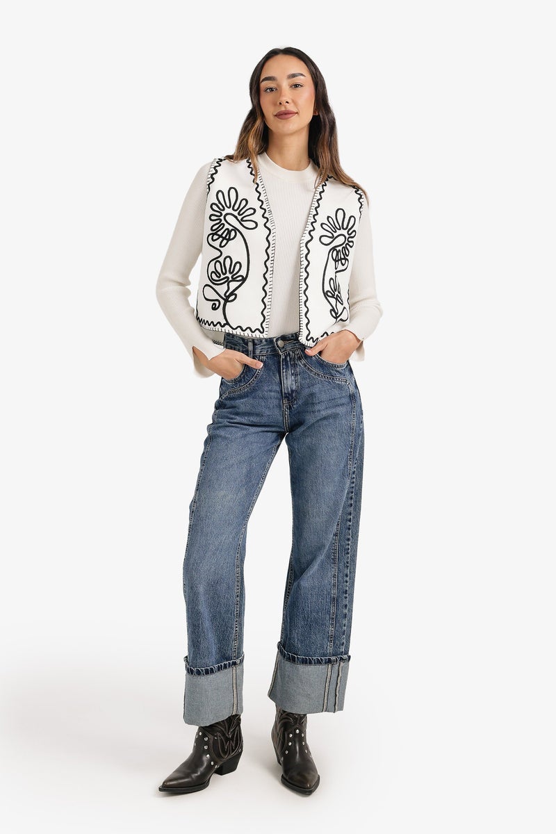 Carina Embroidered Open Vest - Image 1